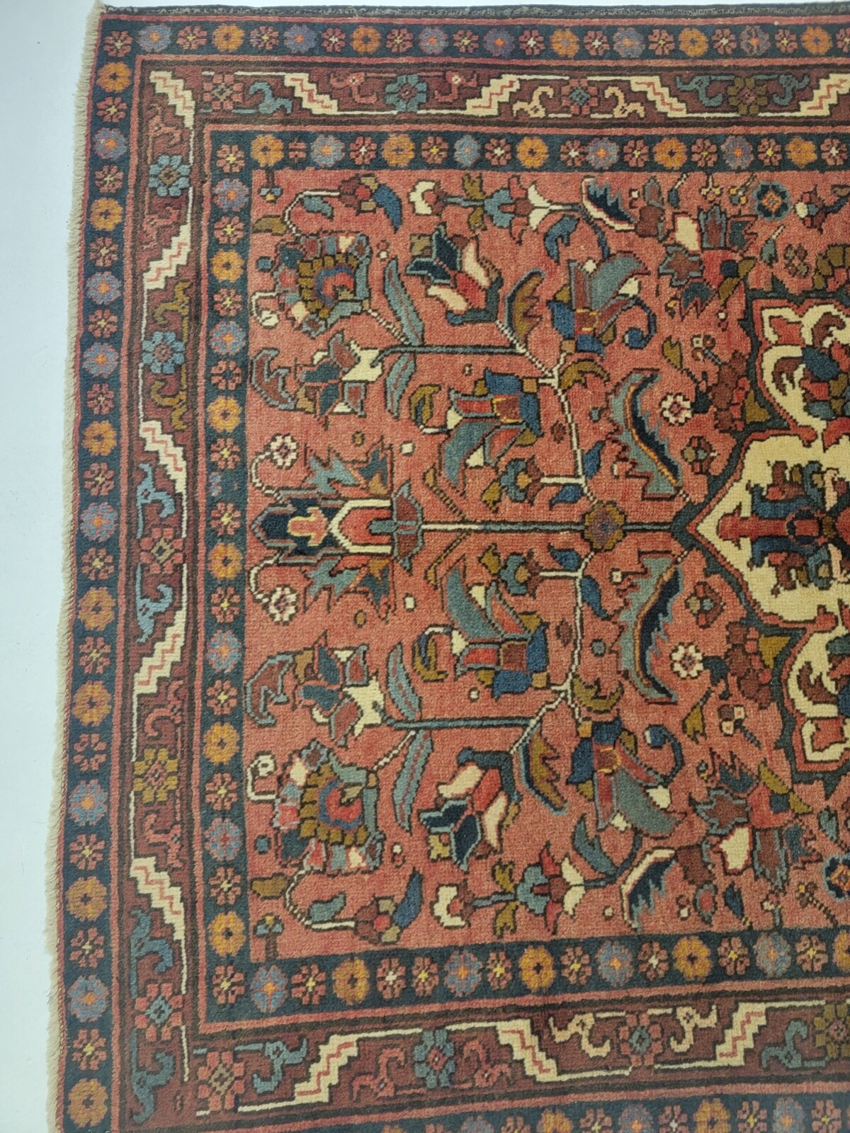 Antique Oriental Hand-Knotted Wool Area Rug Terracotta/Beige 4' x 6' gallery