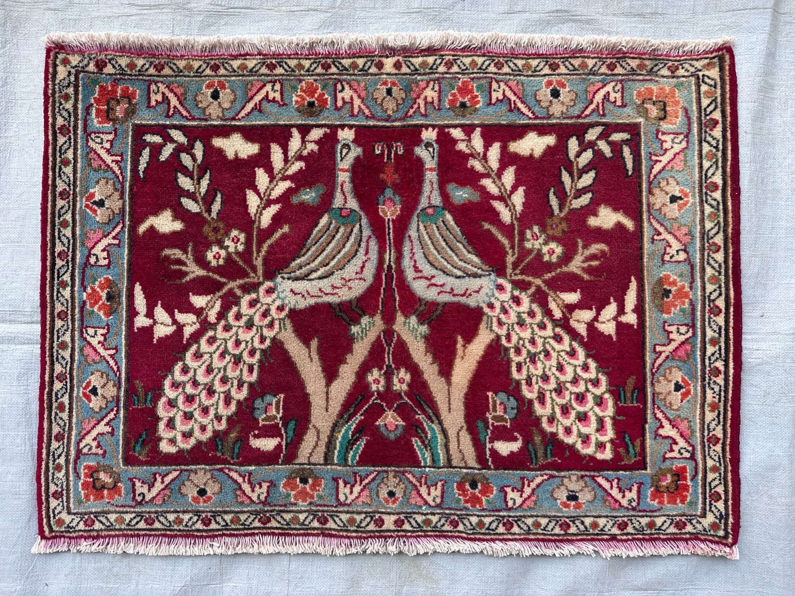 COLLECTORS' ITEM Stunning Vintage Peacock Peafowl Shikargah Pictorial Wall Hang gallery