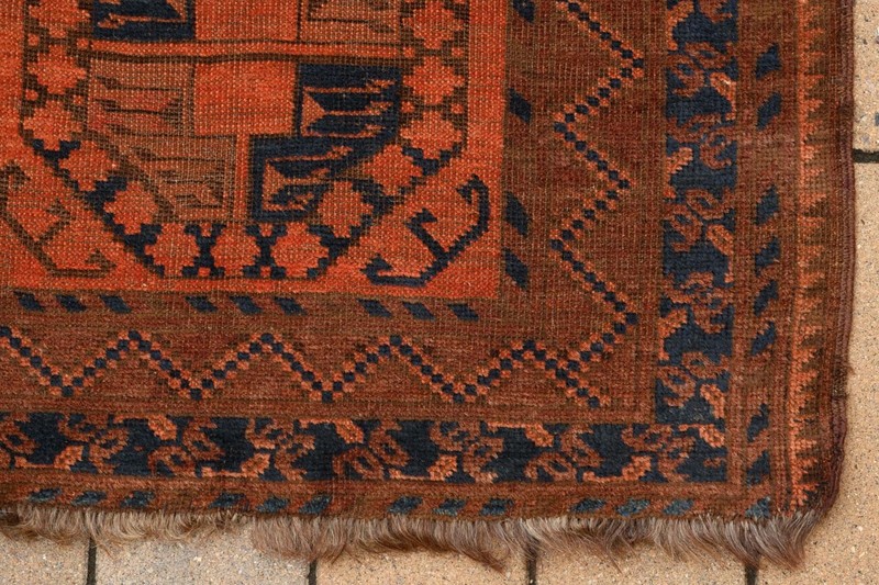 Antique Afghan Ersari Turkoman Hand-Knotted Wool Rug, Gul Design, 45 x 84 inches gallery