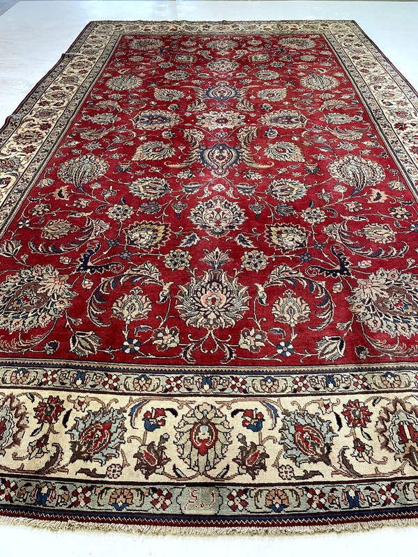 Antique Oriental Hand-Knotted Wool Area Rug Red/Beige/Green 9'8" x 16'3" gallery