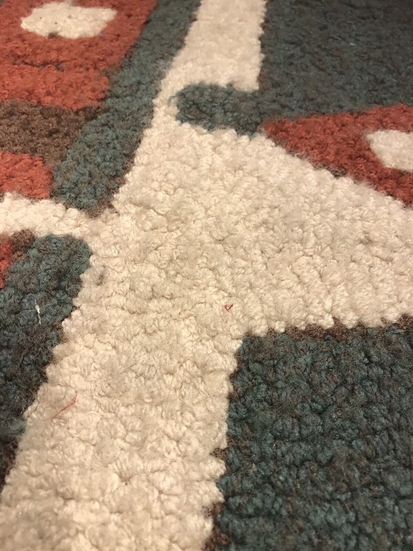ANTIQUE VTG HOOKED RUG FOLK ART COUNTRY HOUSES 43 1/2 X 30 1/2” BEAUTIFUL gallery