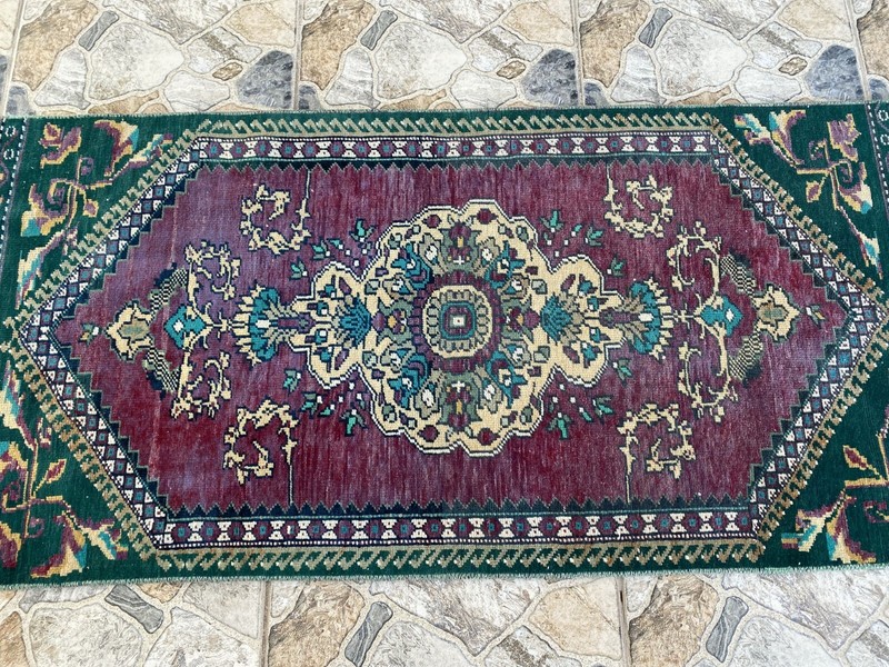 Handmade Turkish Vintage Rug | 1960s Tribal Wool Farmhouse Antique Runner Carpet gallery
