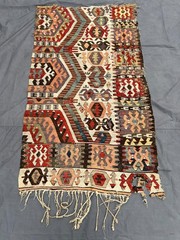 Multicolor Tribal Anatolian Kilim Rug 4×6 ft Handmade Distressed Flatweave rug