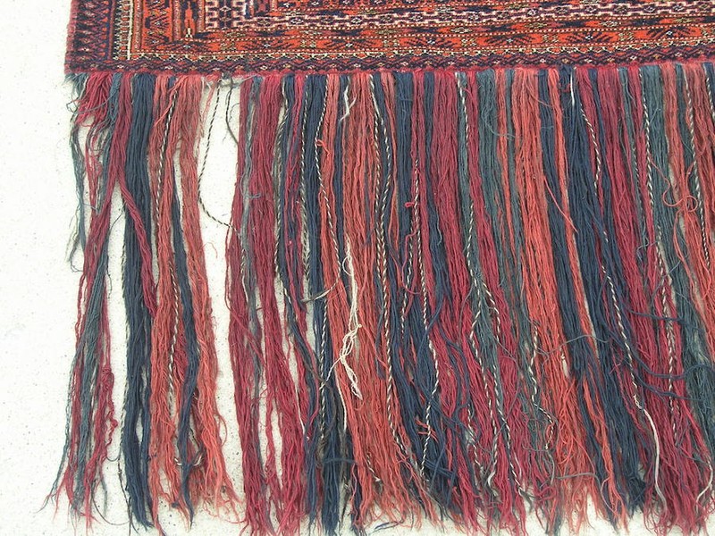 Antique Turkoman Saryk Yomud Torba Complete With Skirt Long Tassels14x46" gallery
