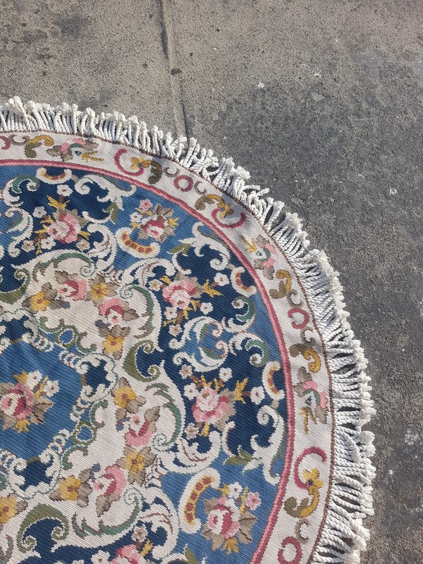 Vintage Traditional Oriental Circle Multicolor Kilim Rug Carpet 131x131 cm gallery