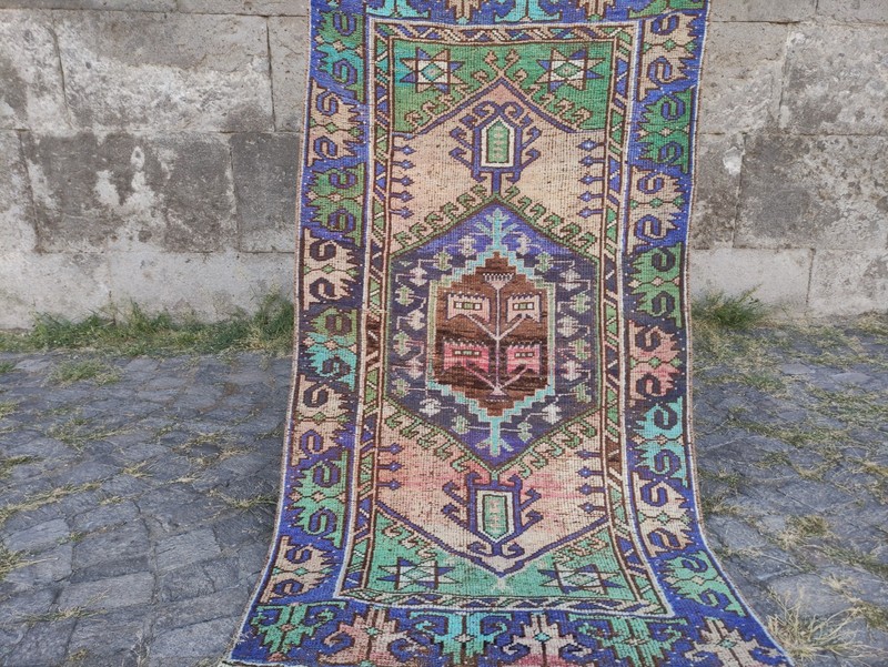Valuable Old Area Rug 2.56 x 4.76 ft , Handmade 3x5 Kitchen Rug 78 x 145 cm gallery