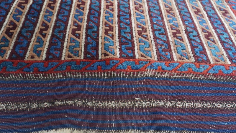 ANTIQUE BALUCHH STRIPPED HAND KNOTTED 3' x 5'5" WOOL TRIBAL ORIENTAL RUG gallery