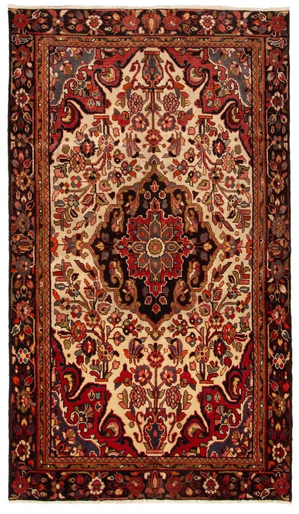 Vintage 4'9" x 8'6" Traditional Hand Knotted Vegetable Dye Wool Area Rug