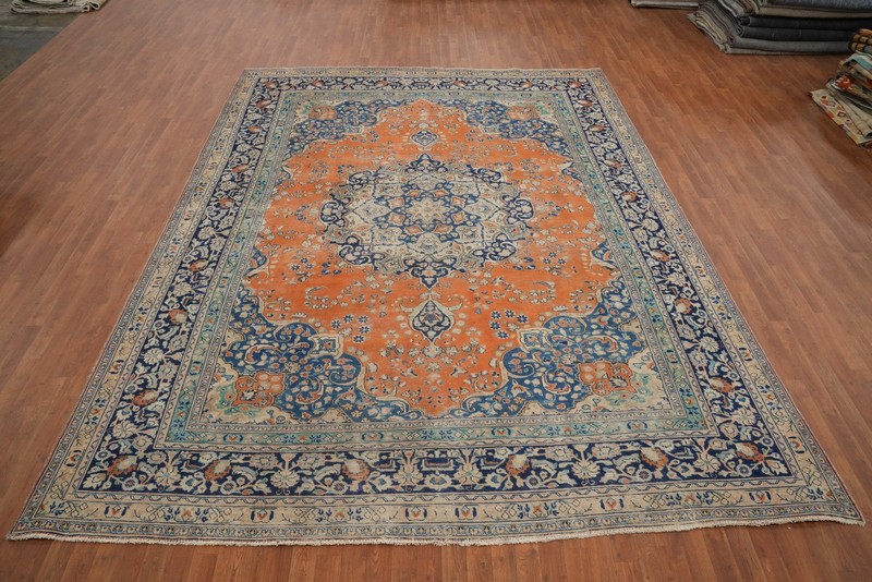 Vintage Traditional Wool Orange Over-Dyed Handmade Room Size Area Rug 10x12 gallery