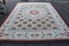 Old Hand Made French Design Wool Beige brown Green Original Aubusson 375X268cm