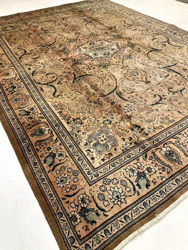 Antique Oriental Hand-Knotted Wool Area Rug Ivory/Beige/Blue 9'10" x 13'2" gallery