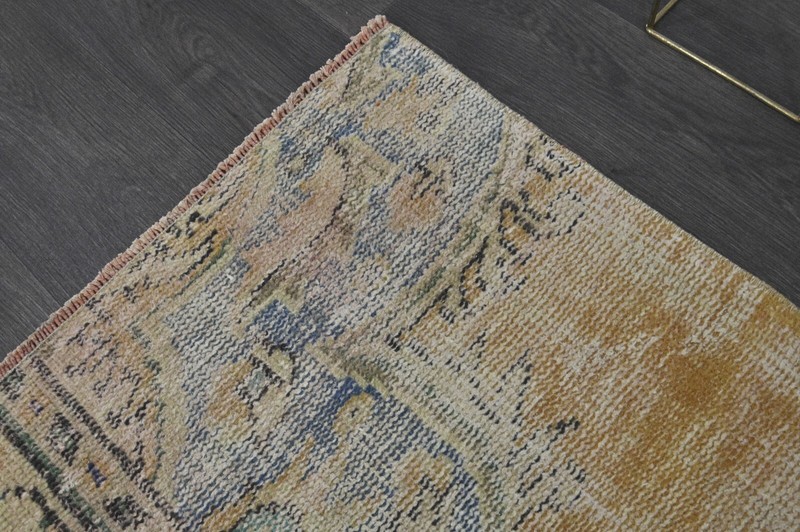 Vintage Turkish Runner Rug 2x10ft ORANGE Handmade Anatolian Oushak Hallway Wool gallery