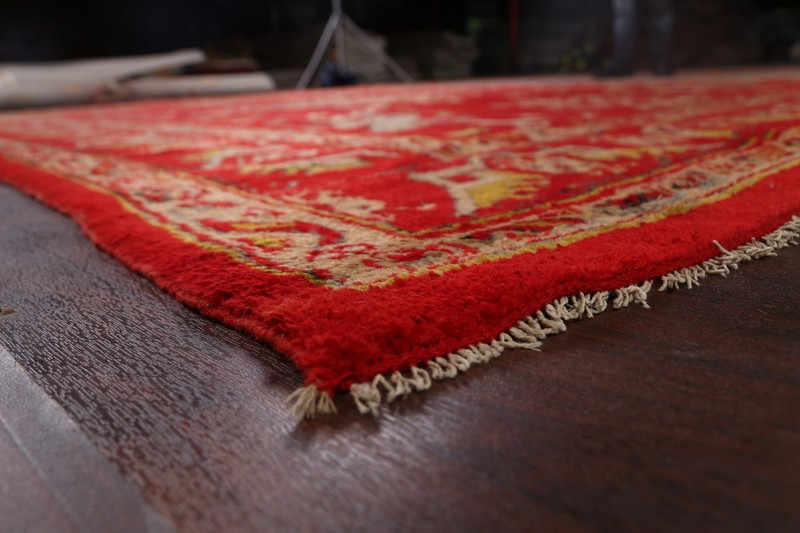 Antique Floral Rust Red Oushak Turkish Rug 10x14 Wool Handmade Dining Room Rug gallery