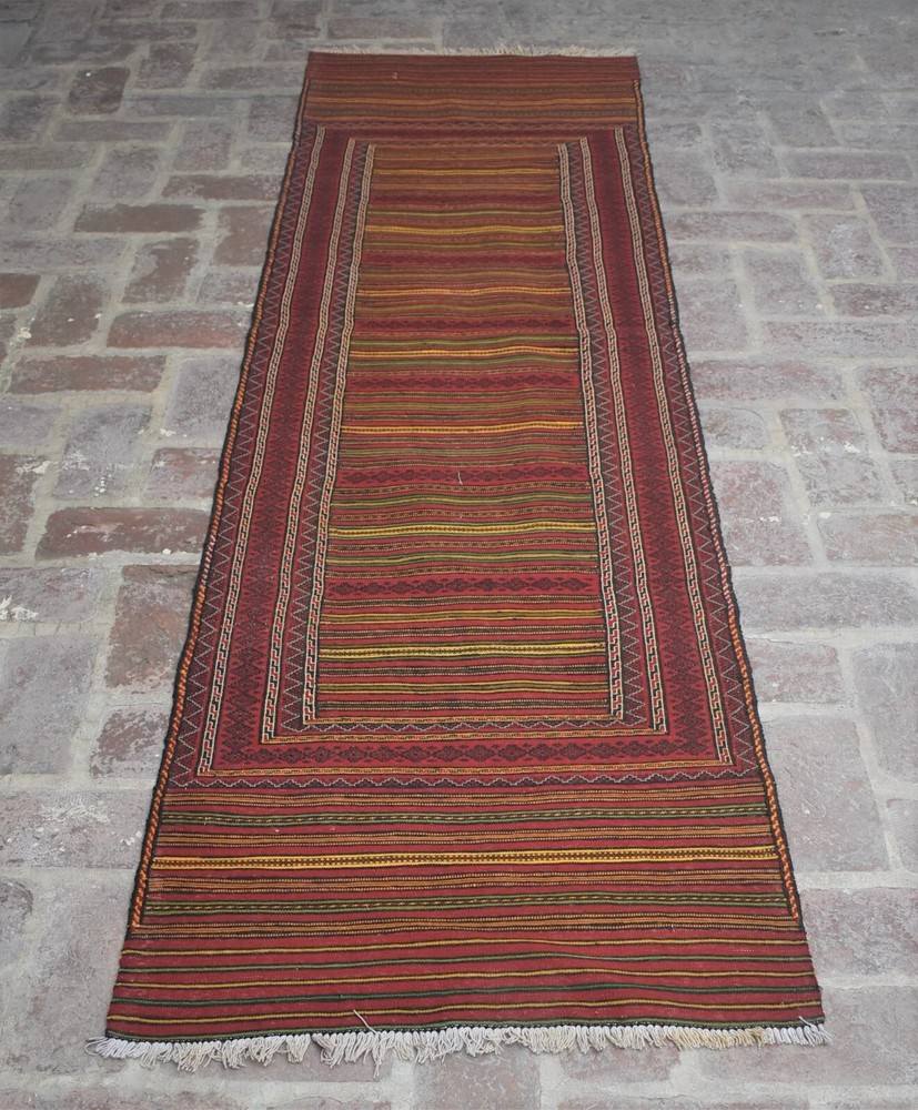 2'4 x 8'7 Hand Woven Vintage Afghan Tribal Qalaino Persian Kilim Runner Rug 2x9