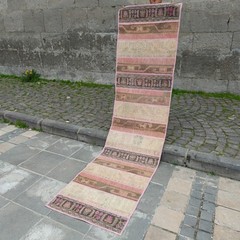 Pastel 2×9 runner rug 2.39 x 8.95 ft Patchwork Handmade Kitchen Rug 73 x 273 cm