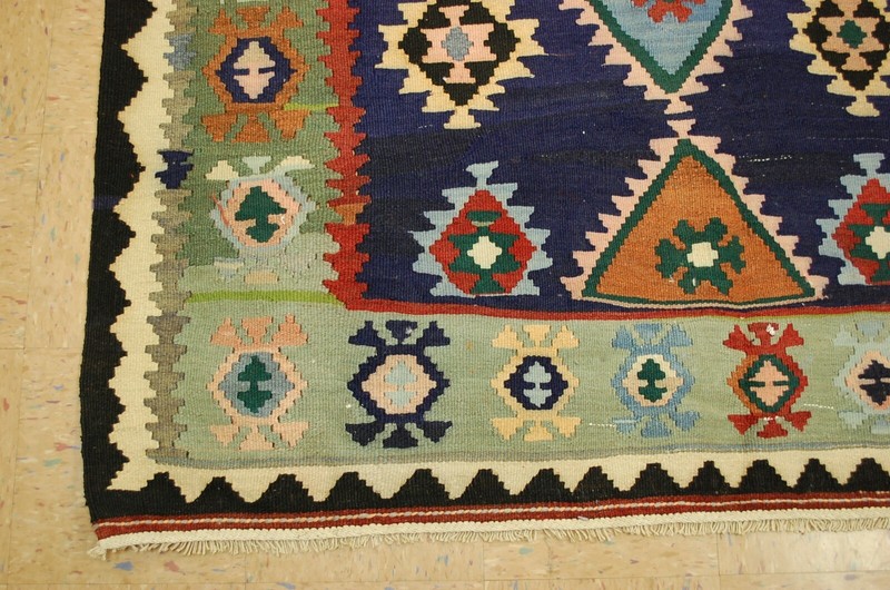 OLD,ANTIQUE VEGY DYE CAUCASIAN KILIM FLAT WOVEN RUG 5'4" x 14'5" RARE SIZE gallery