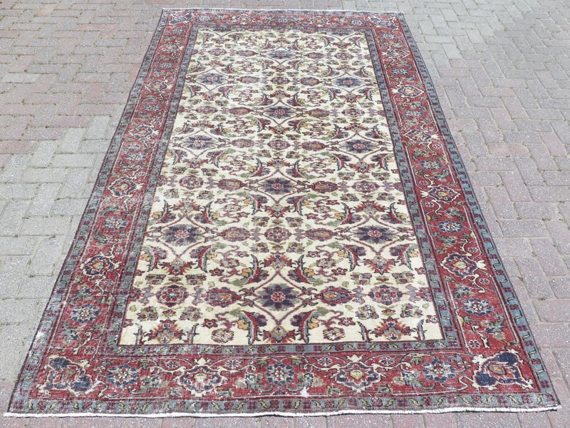 Handmade Turkish Carpet, Vintage Boho Rug, Distressed Wool Large Carpet 67"x109" gallery