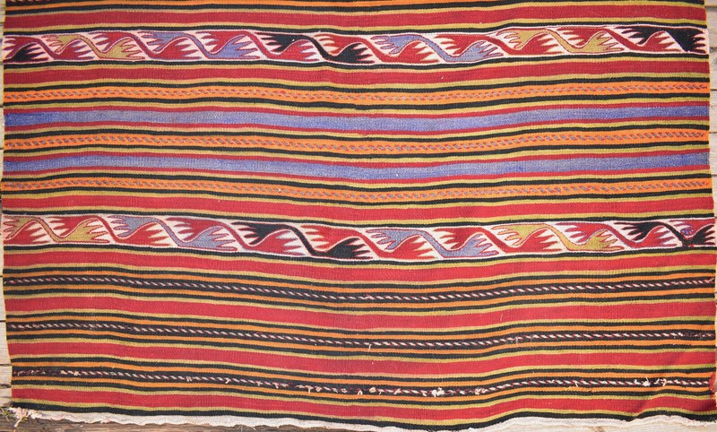 Turkish Kilim Rug 5'x12' Handwoven Sivas Vintage Natural Wool Kilim 153x370cm gallery