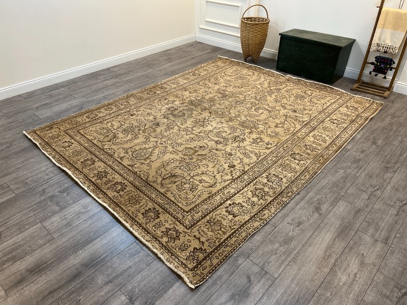 Beige Persian Rug, Handmade Rug, Antique Rug, Bohemian Rug, 7.7 x 9.6 ft gallery