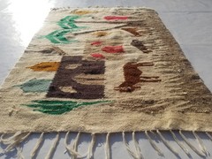 Vintage Traditional Handmade Egyptian Wool Multi Tapestry Kilim 2.9×2.1ft