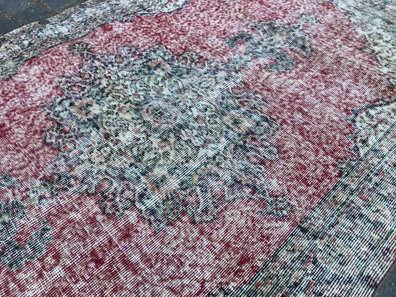 Bohemian Area Rug Handmade Wool Rug Turkish Vintage Traditional Rug 3,9 x 6,5 ft gallery