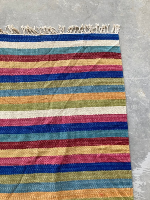 Vintage Traditional Handmade Nomadic Rainbow Kilim Wool Floor Rug 240x76 cm gallery
