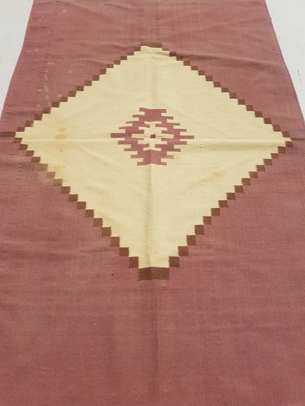 Fine Vintage Traditional Hand Made Oriental Wool Brown Kilim Rug 180x116cm gallery