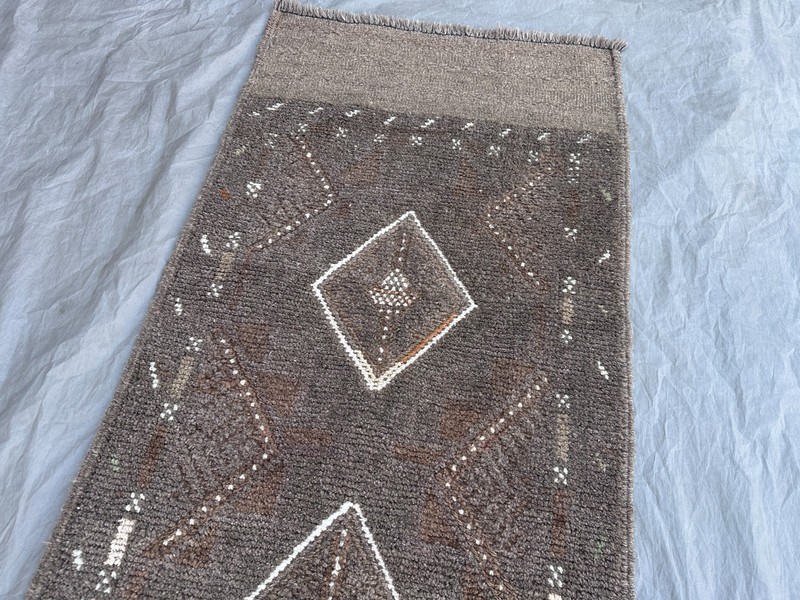 Vintage Afghan Geometric Runner Rug Handmade Wool Faded Tribal Rare Hallway Rug gallery