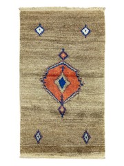 Vintage Anatolian Tulu Rug Handwoven Wool Mohair Shag Taupe Coral 3’4″ x 5’9″ ft