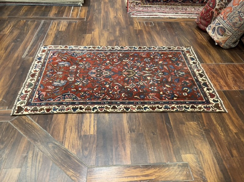 1920 Antique Hand Knotted Vintage Village Floral Area Rug Vegetable Dye 4’x6’4 gallery