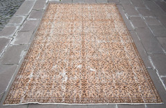 Vintage Turkish Rug 67” x 105” Anatolian Muted Dye Oushak Rug Hand-knotted Rug
