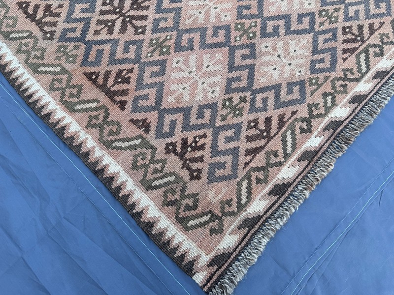 Antique Afghan Tribal Wool Rug, 3 x 5'4 ft, Flat Weave, Rare Geometric Boho Rug gallery