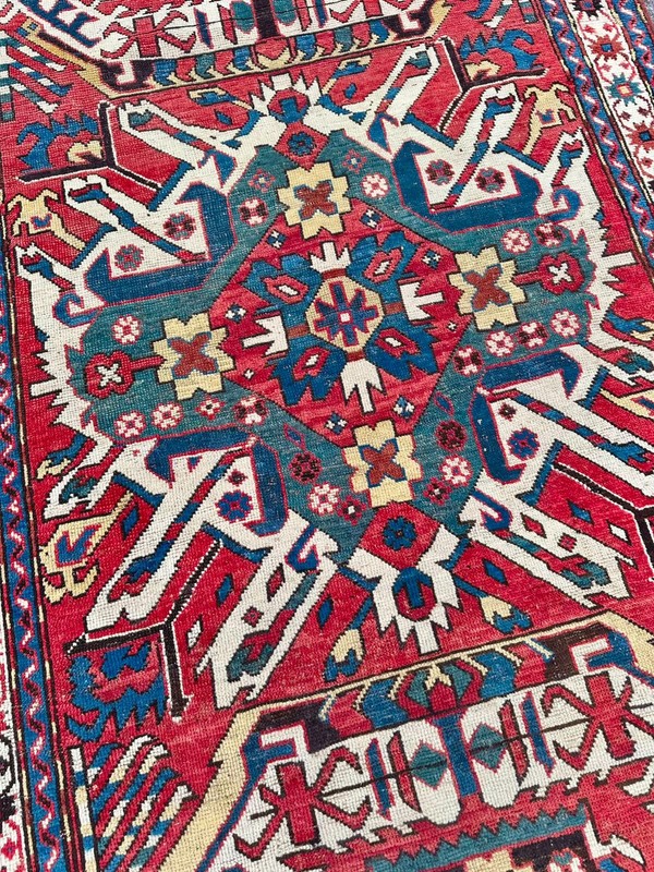 Antique Adler Kazak Rug c.1890-1920 Rare Mustache Design Caucasian Collectible gallery