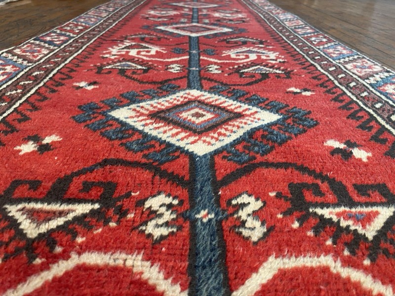 Beautiful Antique 1940-1950's Wool Pile Henna Dye Tribal Runner Rug 2’6”x9’2” gallery