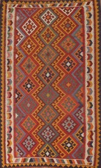 Vegetable Dye Kilim Area Rug 5×9 Ft Southwestern Hand Woven Oriental Wool Carpet