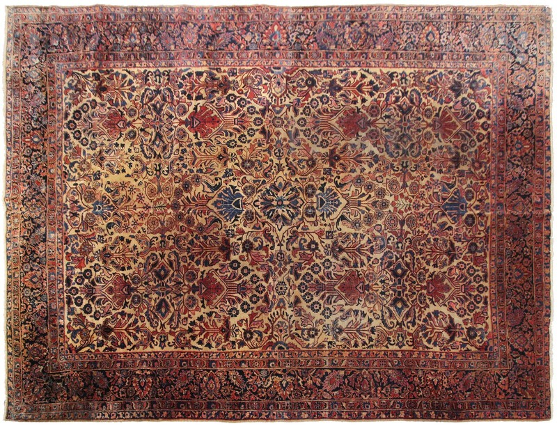 9x12 Estate Antique Handmade Traditional Wool Rug Gold 274cm x 365cm c.1890 gallery