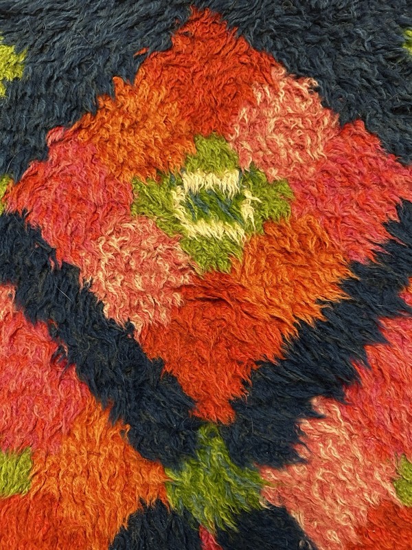VINTAGE MID CENTURY MODERN SCANDINAVIAN RYA RUG SHAG WOOL WALL HANGING 35X56 gallery