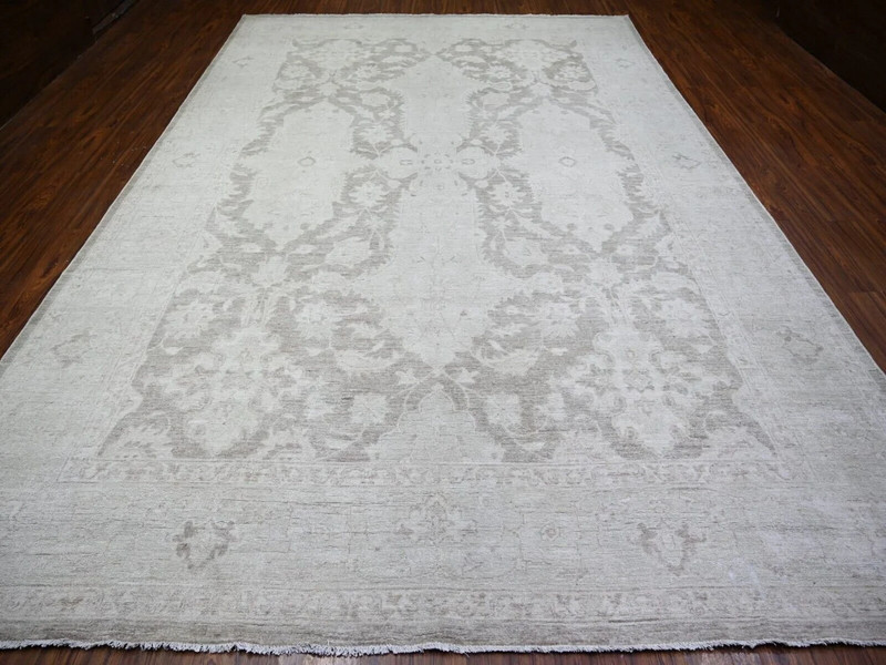 Rare 9'9"x14' Battleship Gray, Angora Pile White Wash Oushak with Faded Design gallery