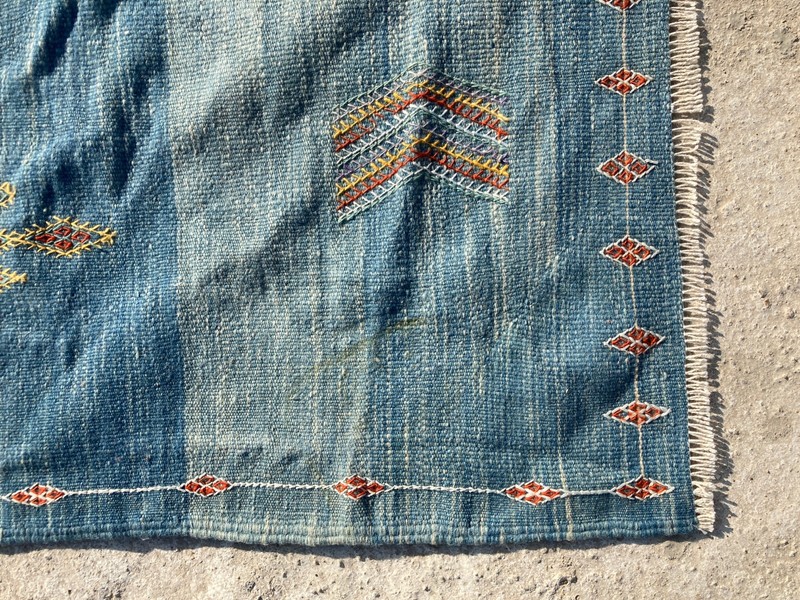 Vintage Traditional Handmade Lovely Moroccan Kilim Floor Rug Carpet 192x112 cm gallery