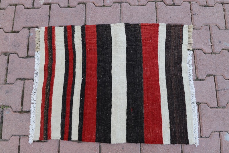 Striped Hand Knotted Kilim Rug Cappadocia Tribal Vintage Ethnic Carpet 2x3 ft gallery