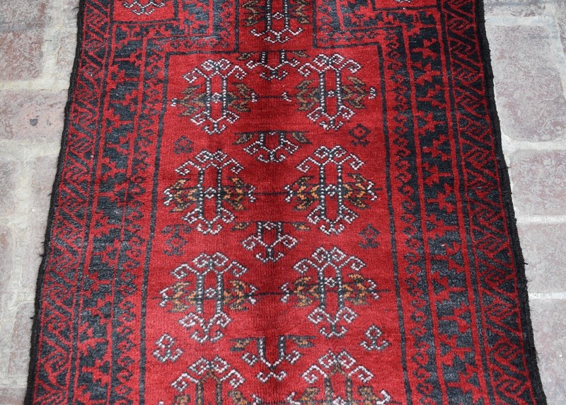 3x5 ft Vintage Hand Knotted Afghan Baluchi Wool Rug Red Oriental Antique Carpet gallery