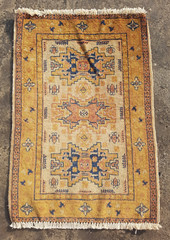 Vintage Hand Made Traditional Rug Oriental Wool Multicolor Carpet 87×59 cm