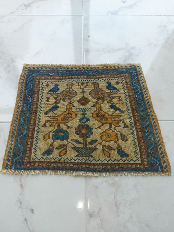 Antique Super Faded Rug Birds Love Motif Rug Handmade Natural Nice Decor Rug gallery