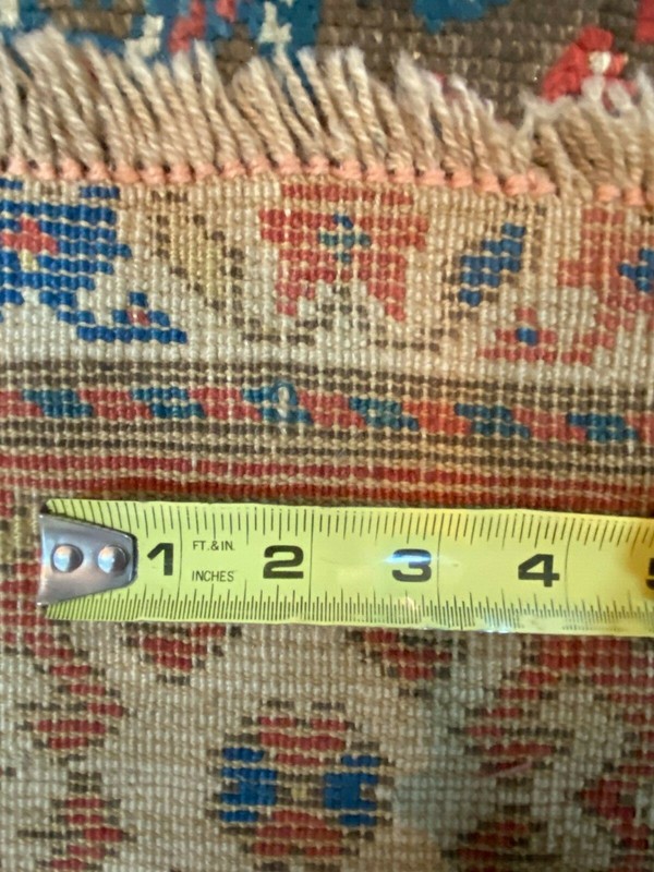 Antique Oriental Genje Carpet - Handwoven Caucasian Village Rug 3'4"x7'5" gallery