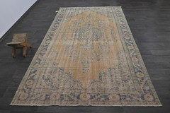 Oushak Turkish Vintage Rug 6×10 Kilim Rug Anatolian Handmade Boho Decor ORANGE