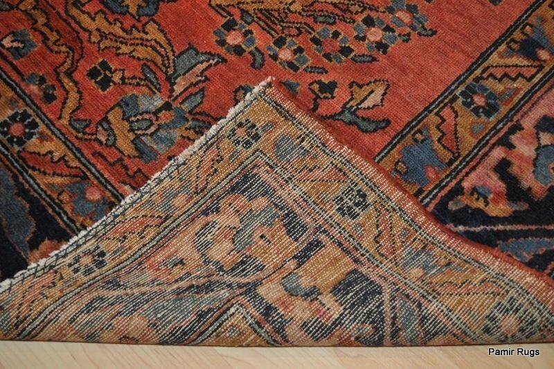 ANTIQUE 5' 5" x 6' Lilihan SaroOk design CIRCA 1920'S SALMON COLOR SAROUK DESIGN gallery