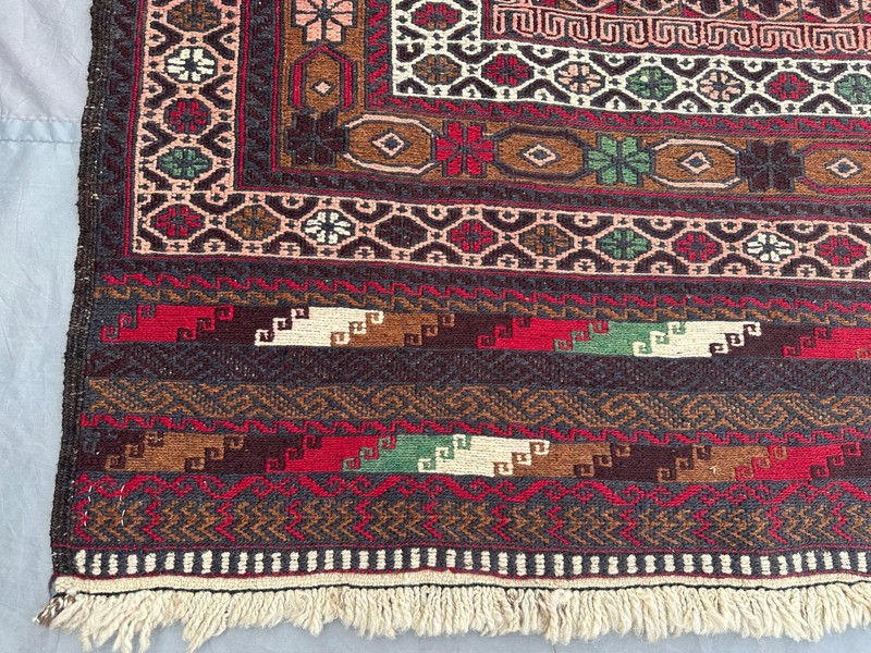 3'9x6'1 ft Afghan Sumak Kilim Rug Hand Woven Wool Tribal Oriental kitchen Rug gallery