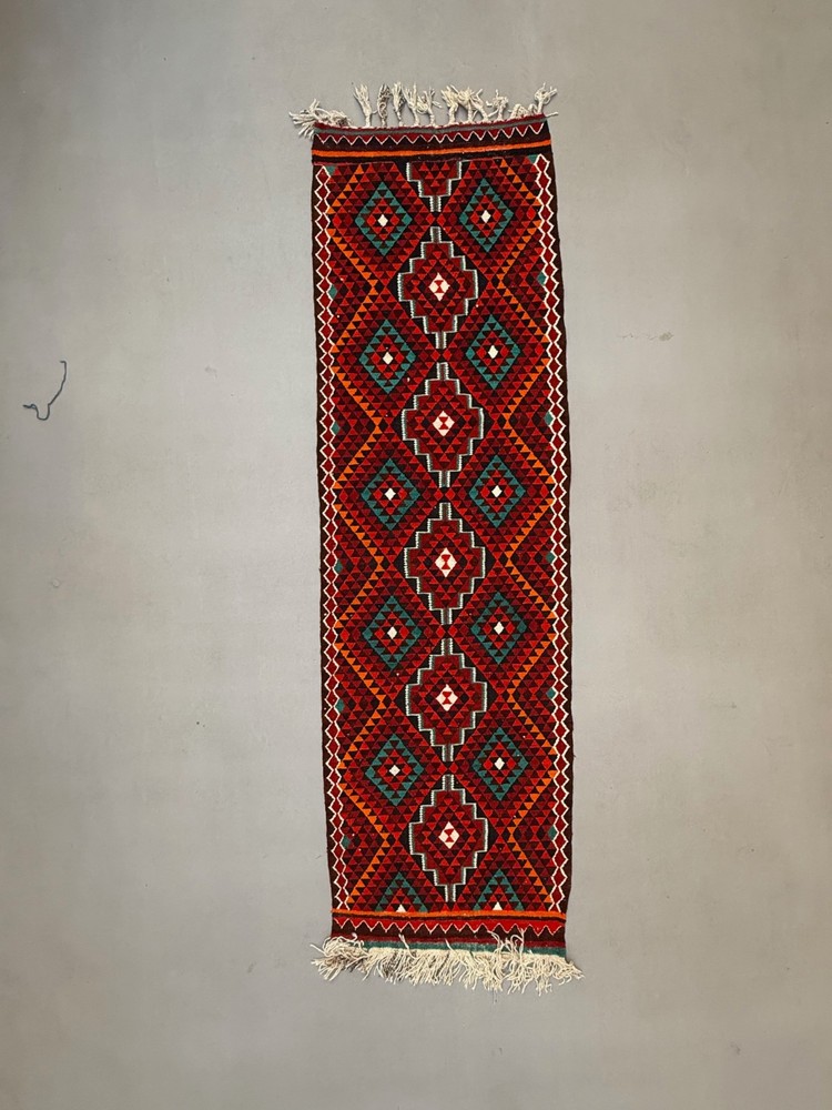 Turkish Kilim Runner 330x100 cm, Vintage Kelim Rug, Flat weave 2512