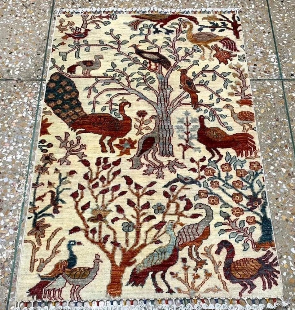 Vintage Style Afghan/Persian Inspired Wool Rug Earthy Tones Premiu Handmade