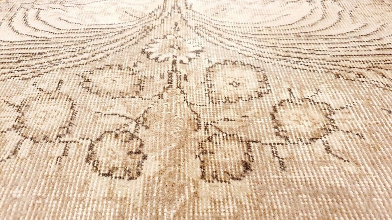 Antique 1940-1950's Distressed Wool Pile Muted Oushak Karabahk Rug 7x10ft gallery